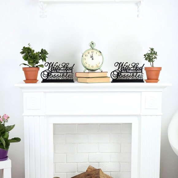 Inspirational Table‎ Art with God All Things are Possible Positive Sign Home - Picture 8 of 8